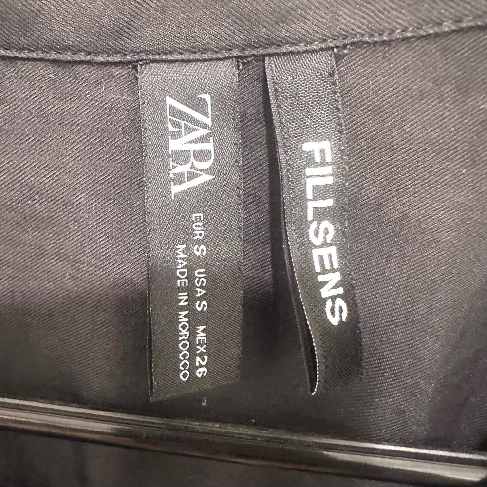 Zara Black Batwing short sleeve Women's button up boxy blouse S - Picture 4 of 5